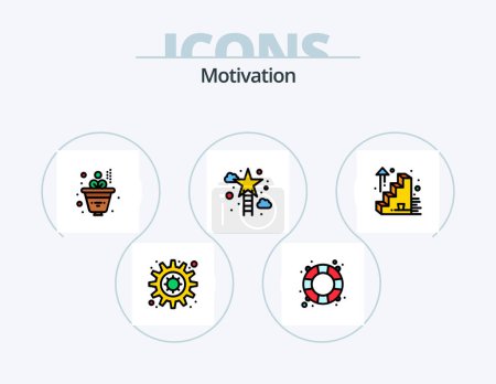 Illustration for Motivation Line Filled Icon Pack 5 Icon Design. . case. badge. briefcase. hand - Royalty Free Image