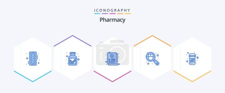 Illustration for Pharmacy 25 Blue icon pack including pharmacy. calcium. healthcare. search. doctor - Royalty Free Image