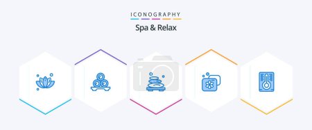 Ilustración de Spa And Relax 25 Blue icon pack including spa. beauty. towels. accommodation. spa - Imagen libre de derechos