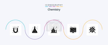 Téléchargez les illustrations : Chemistry Glyph 5 Icon Pack Including test tube. online lab. lab. online experiment. study - en licence libre de droit
