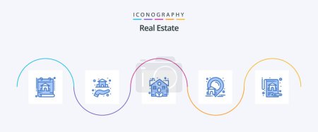 Illustration for Real Estate Blue 5 Icon Pack Including property. real. estate. location. estate - Royalty Free Image