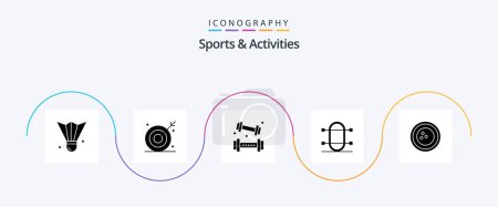 Téléchargez les illustrations : Sports and Activities Glyph 5 Icon Pack Including physic. crew. shooting. recreation. game - en licence libre de droit