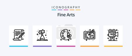 Téléchargez les illustrations : Fine Arts Line 5 Icon Pack Including circle. paint. board. arts. music. Creative Icons Design - en licence libre de droit
