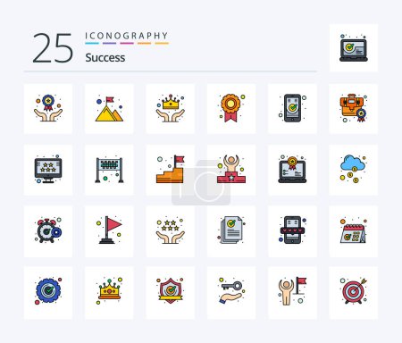 Illustration for Sucess 25 Line Filled icon pack including checked. settings. winner. reward. hand - Royalty Free Image