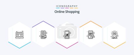 Illustration for Online Shopping 25 Line icon pack including market. discount. mobile. sale. online - Royalty Free Image