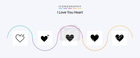 Téléchargez les illustrations : Heart Glyph 5 Icon Pack Including . like. heart - en licence libre de droit