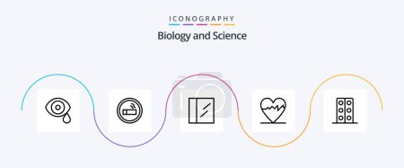 Téléchargez les illustrations : Biology Line 5 Icon Pack Including tray. lab. science. biology. heart - en licence libre de droit