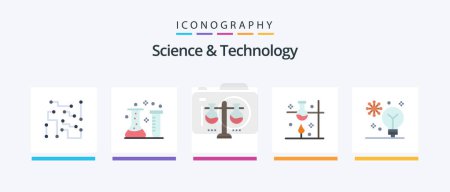 Illustration for Science And Technology Flat 5 Icon Pack Including science. laboratory. chemical lab. test tube. laboratory glassware. Creative Icons Design - Royalty Free Image