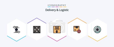 Téléchargez les illustrations : Delivery And Logistic 25 FilledLine icon pack including logistic. box. arrow up. logistic - en licence libre de droit