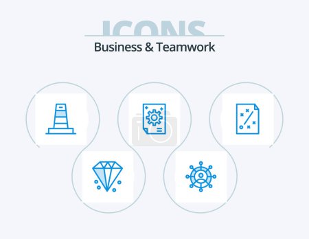 Téléchargez les illustrations : Business And Teamwork Blue Icon Pack 5 Icon Design. creative. collective. business. under - en licence libre de droit