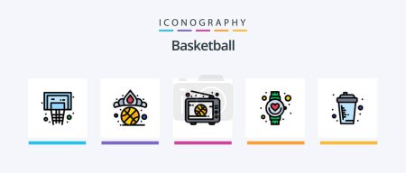 Ilustración de Basketball Line Filled 5 Icon Pack Including team. strategy. spin. path. heart. Creative Icons Design - Imagen libre de derechos