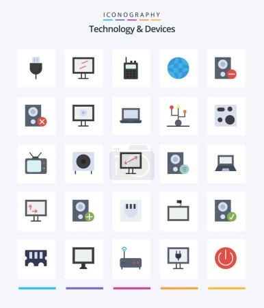 Téléchargez les illustrations : Creative Devices 25 Flat icon pack  Such As devices. globe. communication. equipment. devices - en licence libre de droit