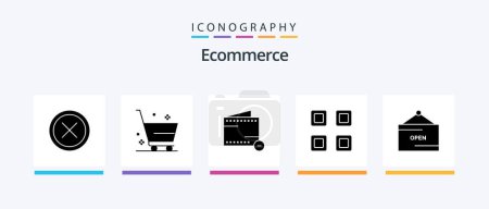 Téléchargez les illustrations : Ecommerce Glyph 5 Icon Pack Including commerce. page. shopping. layout. wallet. Creative Icons Design - en licence libre de droit