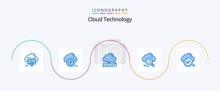 Illustration for Cloud Technology Blue 5 Icon Pack Including online. search. cloud. cloud. cloud - Royalty Free Image