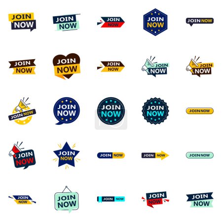 Ilustración de Join Now 25 Fresh Typographic Elements for a lively membership campaign - Imagen libre de derechos