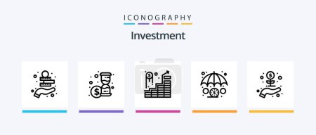 Ilustración de Investment Line 5 Icon Pack Including search. find. dollar. money. business. Creative Icons Design - Imagen libre de derechos