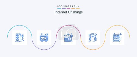 Illustration for Internet Of Things Blue 5 Icon Pack Including internet. headphone. microwave. head. device - Royalty Free Image