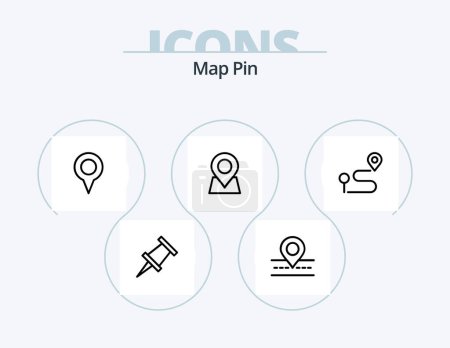 Téléchargez les illustrations : Map Pin Line Icon Pack 5 Icon Design. . way. pin. location. pin - en licence libre de droit