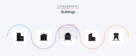 Ilustración de Buildings Glyph 5 Icon Pack Including estate. apartment. family. institute. building - Imagen libre de derechos