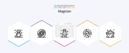 Illustration for Magician 25 Line icon pack including halloween. zodiac. bottled. tarot. astrology - Royalty Free Image