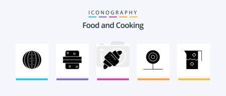 Téléchargez les illustrations : Food Glyph 5 Icon Pack Including food. drink. drink. candy. food. Creative Icons Design - en licence libre de droit