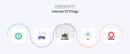 Ilustración de Internet Of Things Flat 5 Icon Pack Including internet of things. location. internet. wifi. modem - Imagen libre de derechos