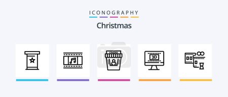 Ilustración de Christmas Line 5 Icon Pack Including card. gift. date. christmas. present. Creative Icons Design - Imagen libre de derechos