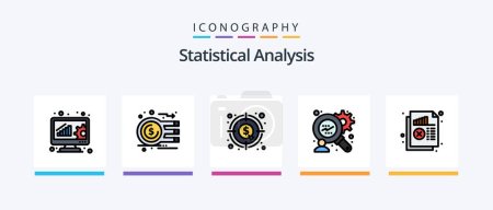 Illustration for Statistical Analysis Line Filled 5 Icon Pack Including . graph magnifying. analysis. graph analysis. statistic. Creative Icons Design - Royalty Free Image