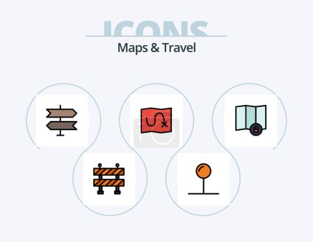 Illustration for Maps and Travel Line Filled Icon Pack 5 Icon Design. . map. . location - Royalty Free Image
