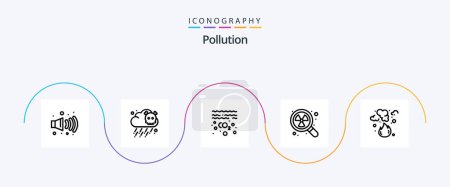 Téléchargez les illustrations : Pollution Line 5 Icon Pack Including pollution. fire. pollution. burn. waste - en licence libre de droit