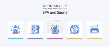 Illustration for Sauna Blue 5 Icon Pack Including . tag. scent. sign. fitness. Creative Icons Design - Royalty Free Image