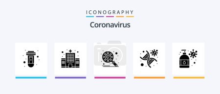 Ilustración de Coronavirus Glyph 5 Icon Pack Including hand wash. genomic. bacteria. genetics. virus. Creative Icons Design - Imagen libre de derechos