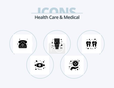 Téléchargez les illustrations : Health Care And Medical Glyph Icon Pack 5 Icon Design. health. dental. call. skin care. cream - en licence libre de droit