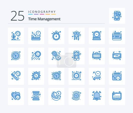 Illustration for Time Management 25 Blue Color icon pack including cuckoo. home. sleep. clock. timer - Royalty Free Image