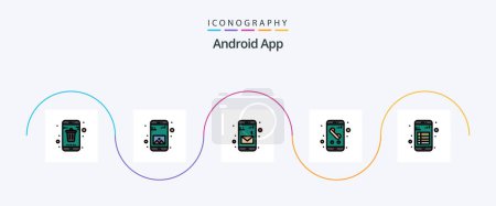 Illustration for Android App Line Filled Flat 5 Icon Pack Including app. phone. mobile. mobile. app - Royalty Free Image