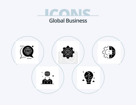 Illustration for Global Business Glyph Icon Pack 5 Icon Design. design. browser. global. message. forum - Royalty Free Image