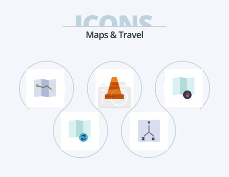 Illustration for Maps and Travel Flat Icon Pack 5 Icon Design. . cone. . lock - Royalty Free Image