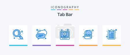 Ilustración de Tab Bar Blue 5 Icon Pack Including . pictures. list. check list. Creative Icons Design - Imagen libre de derechos