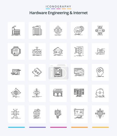 Illustration for Creative Hardware Engineering And Internet 25 OutLine icon pack  Such As data. big. smart. structure. infrastructure - Royalty Free Image