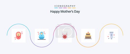 Ilustración de Happy Mothers Day Flat 5 Icon Pack Including . wedding. toothpaste - Imagen libre de derechos
