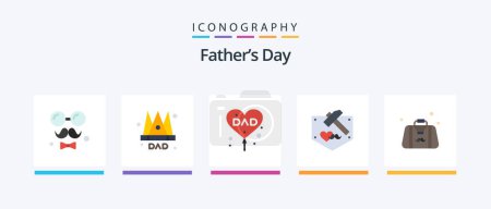 Ilustración de Fathers Day Flat 5 Icon Pack Including mustache. fathers. king. day. fathers day. Creative Icons Design - Imagen libre de derechos