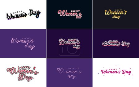Illustration for Abstract Happy Women's Day logo with a woman's face and love vector design in pink and black colors - Royalty Free Image