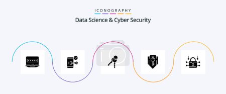 Illustration for Data Science And Cyber Security Glyph 5 Icon Pack Including security. key. phone. access. security - Royalty Free Image