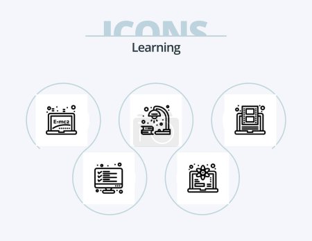 Ilustración de Learning Line Icon Pack 5 Icon Design. qa. files. calculate. document. history - Imagen libre de derechos