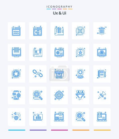 Illustration for Creative Ux And Ui 25 Blue icon pack  Such As office. business. creative. options. control - Royalty Free Image