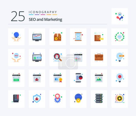 Illustration for Seo 25 Flat Color icon pack including seo package. package. marketing. complex. seo - Royalty Free Image