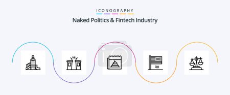 Ilustración de Naked Politics And Fintech Industry Line 5 Icon Pack Including decline. american dream. politician. news. hoax - Imagen libre de derechos