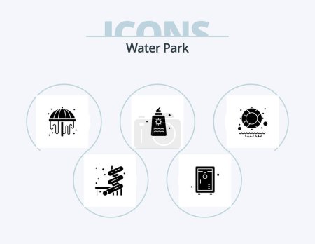 Téléchargez les illustrations : Water Park Glyph Icon Pack 5 Icon Design. park. lifesaver. park. valentines day. park - en licence libre de droit