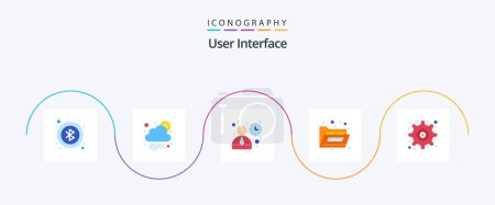 Illustration for User Interface Flat 5 Icon Pack Including user. interface. ui. gear. folder - Royalty Free Image