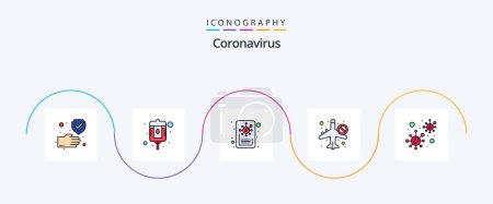 Illustration for Coronavirus Line Filled Flat 5 Icon Pack Including coronavirus. not allow. news. banned. infrared - Royalty Free Image